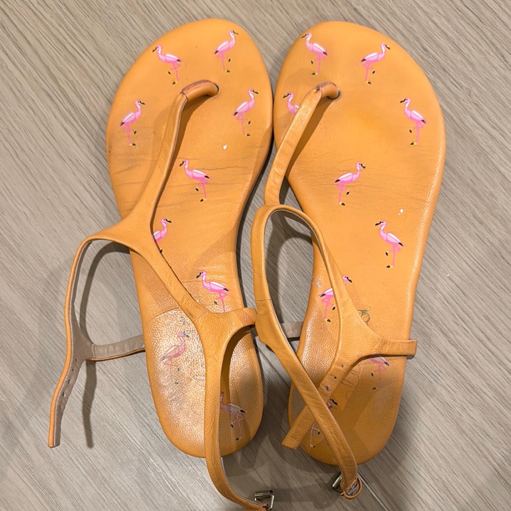 Splendid Orange and Pink Sandals with Floral Accents
